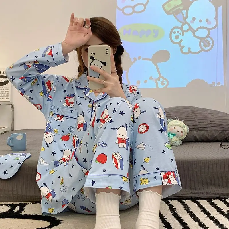

Sanrio Pacha Dog Pajamas Girl Spring Long Sleeve Cotton Thin Cute Cartoon Japanese Home Wear