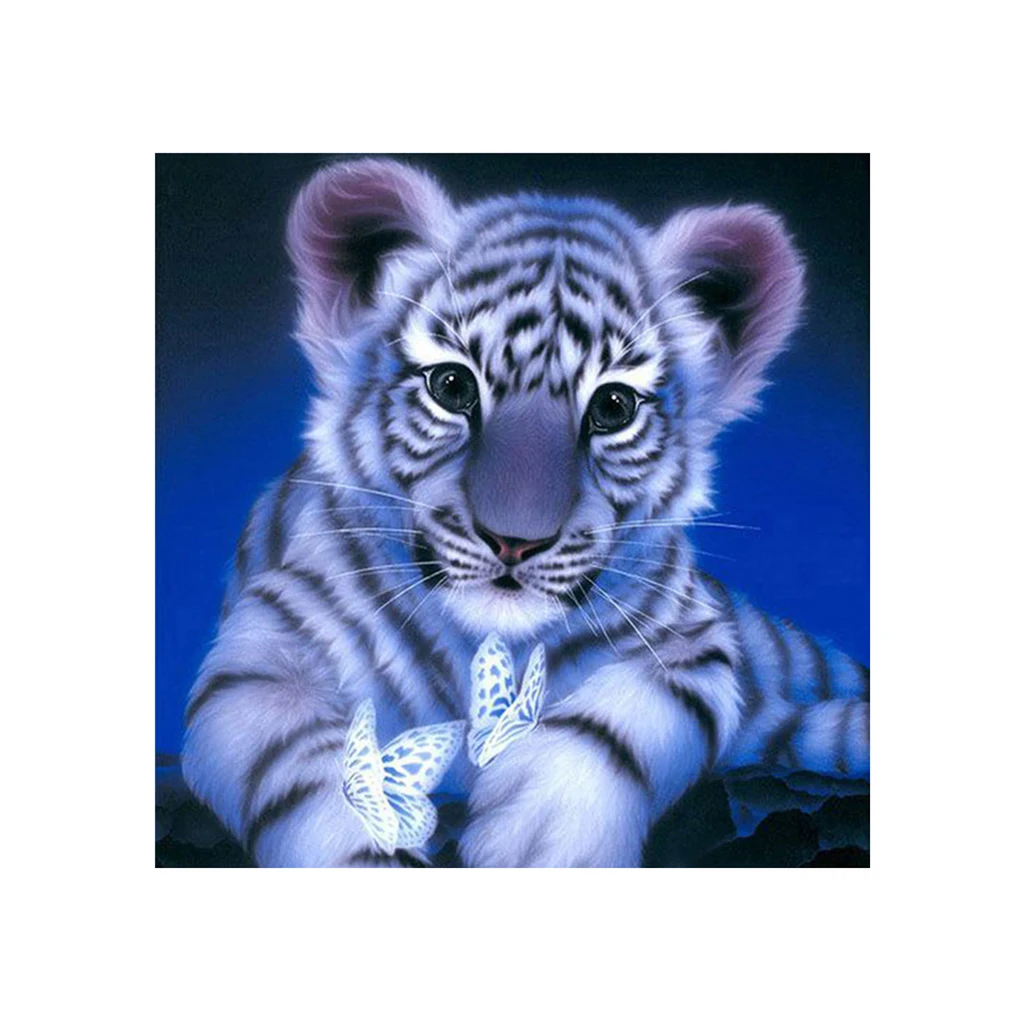 Rhinestone Embroidery Tiger Butterfly Handmade Diamond Painting 5D DIY Crystal Animal Cross Stitch Resin Picture Home Decoration | Дом и сад