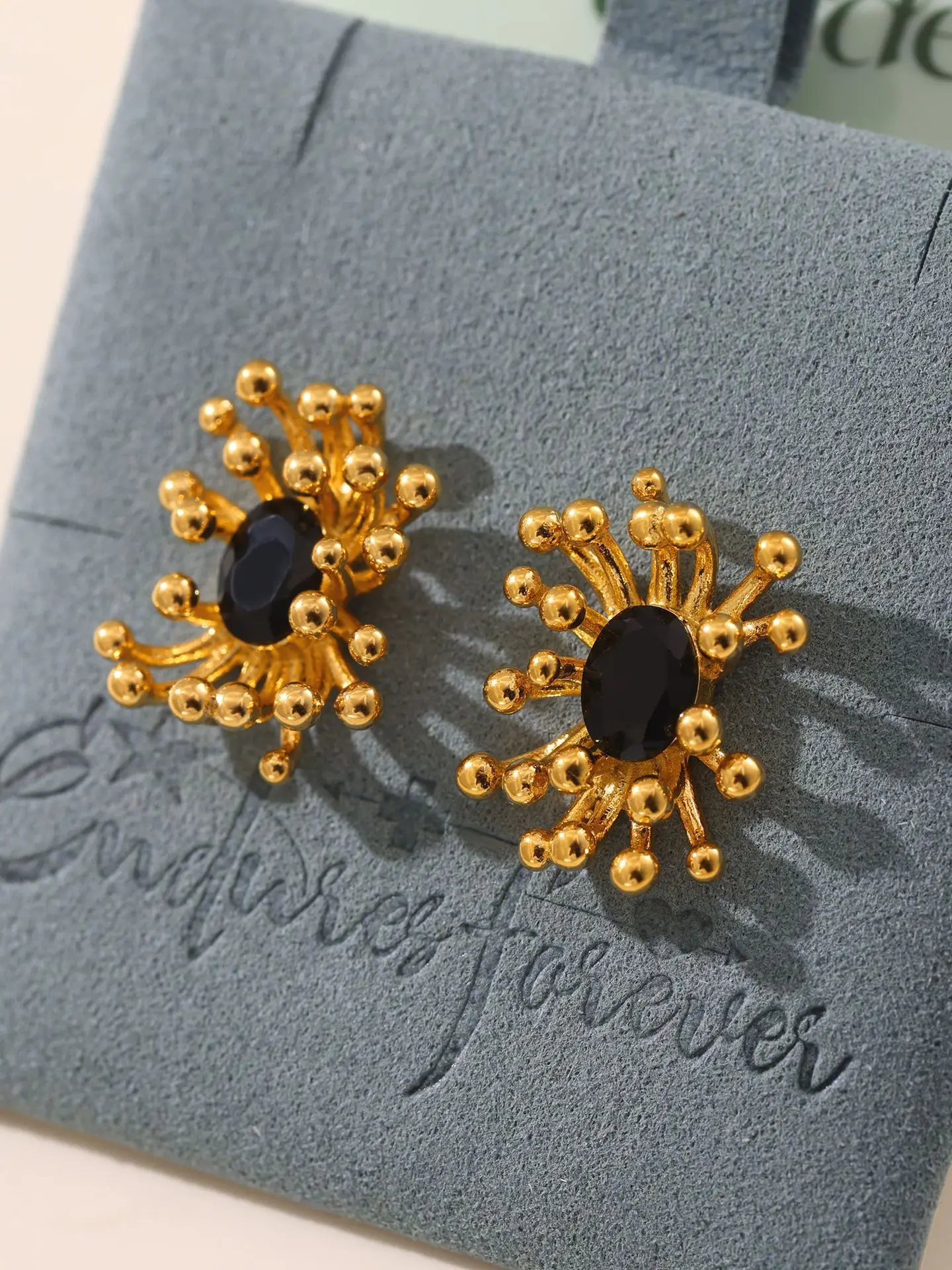 Riesenrad Staubblatt Design Edelstahl Ring Ohrringe Für Frauen Wasserdicht Vergoldet OL Luxus Ohr Stud Täglichen Schmuck Geschenk – Detail 14