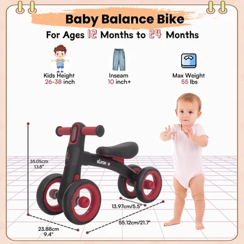 Ubravoo Baby Slide Balance Bike for 12-24 Months,3-Mode Headlight & 4 Transparent Silence Wheels, Riding on Toys Birthday Gifts 2