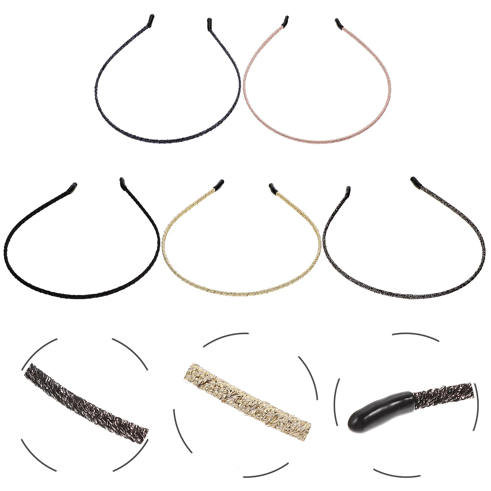 

5 Pcs Headband Simple Cloth Headbands Women Decor Female Covered Hair Clasp Girl Solid Color Headwear Prop Decorate Hoops