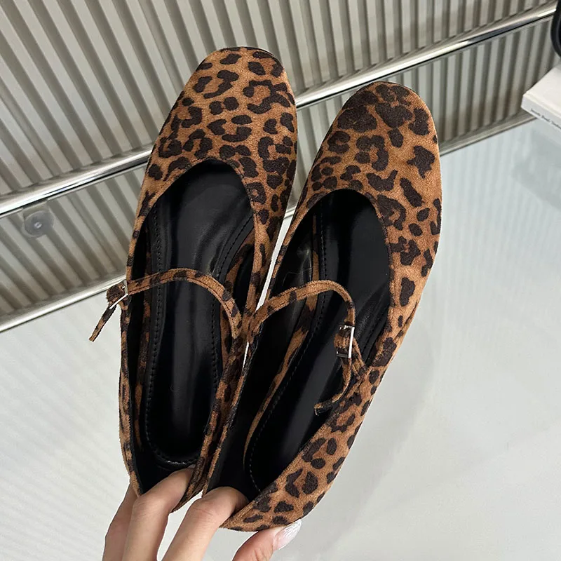 Zapatos planos con estampado de leopardo para mujer, calzado de