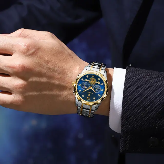 POEDAGAR 남성용 방수 야광 크로노그래프 손목시계: 세련되고 견고한 타임피스
