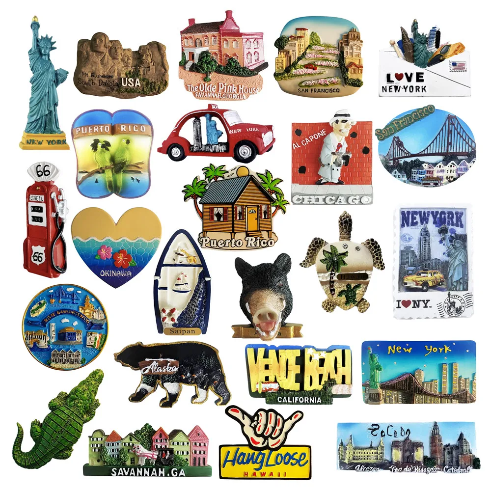 

North America USA New York San Francisco Puerto Rico Fridge Magnets Tourism Souvenir Refrigerator Magnetic Collection Gift