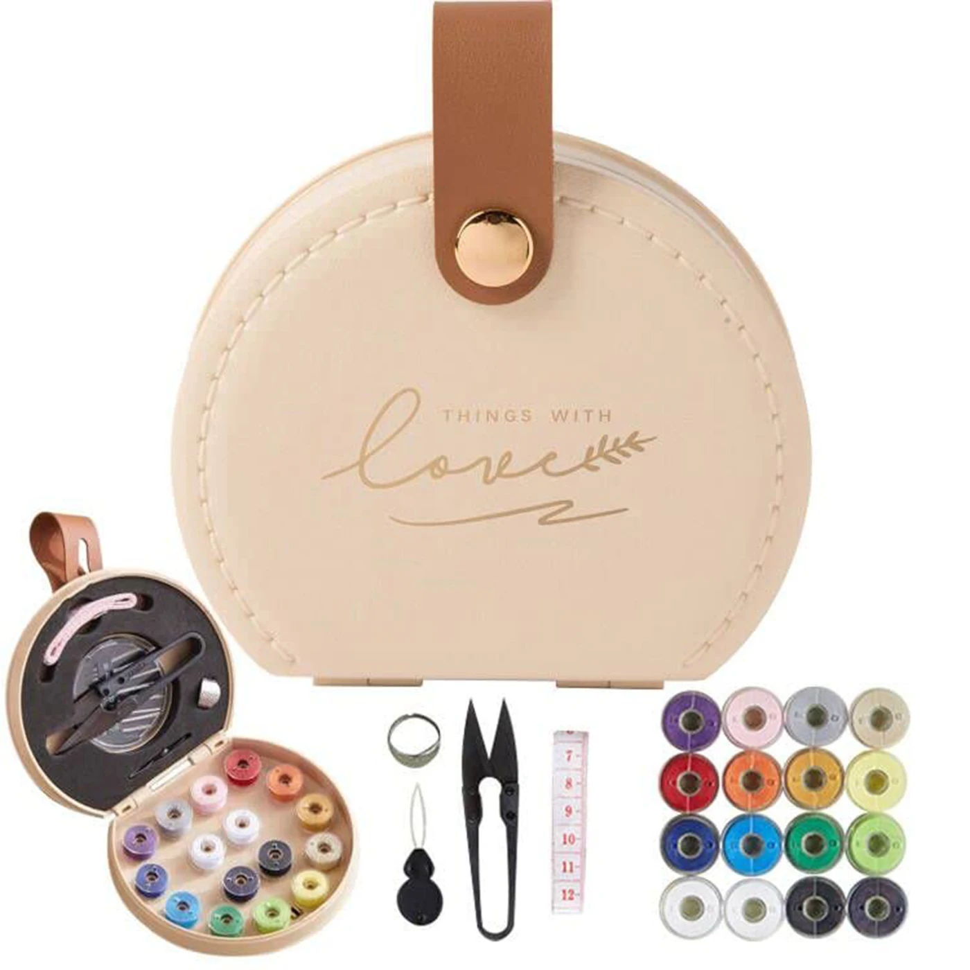 

1Pcs Double-layer Hand Sewing Kit PU Leather Travel Sewing Kits For Adults Supplies Repair Project Travel Sewing Accessories