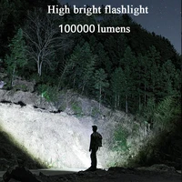 Powerful LED Flashlight 100000 Lumen Tactical Flashlights Rechargeable USB 18650 Waterproof Zoom Fishing Hunting LED Flashlight