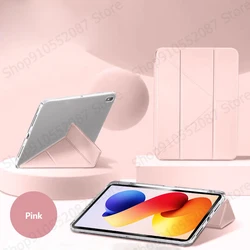 Premium Multi - Folding PU Leather Case with Pencil Holder and Acrylic Back Stand Cover for Poco Pad M1 12.1 (Pink)