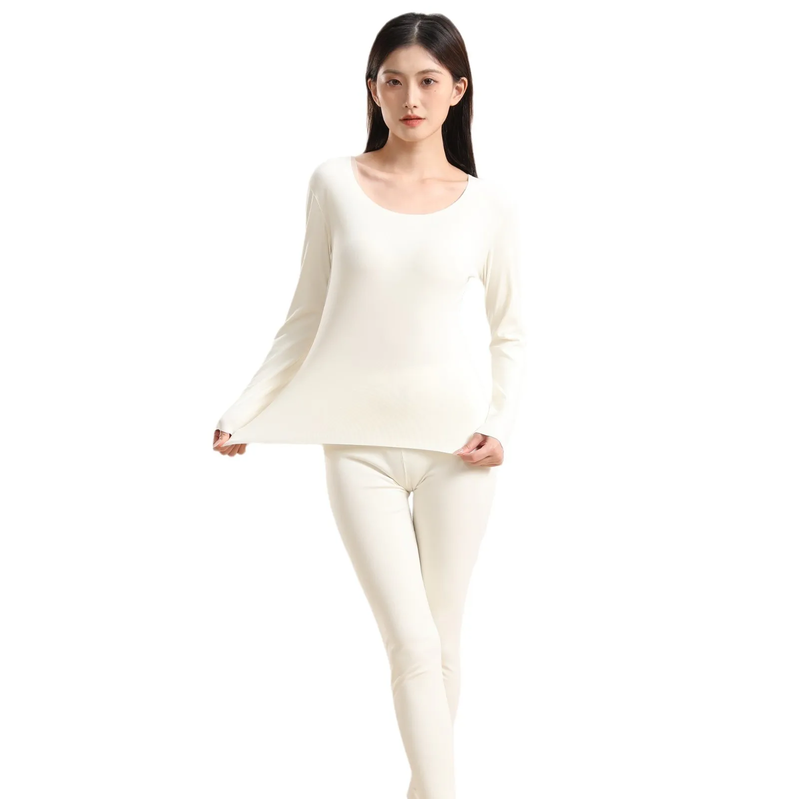 Prayger New Women Warm Long Jhons Winter Long Sleeves Tops Seamless Invisible Bottom Sets