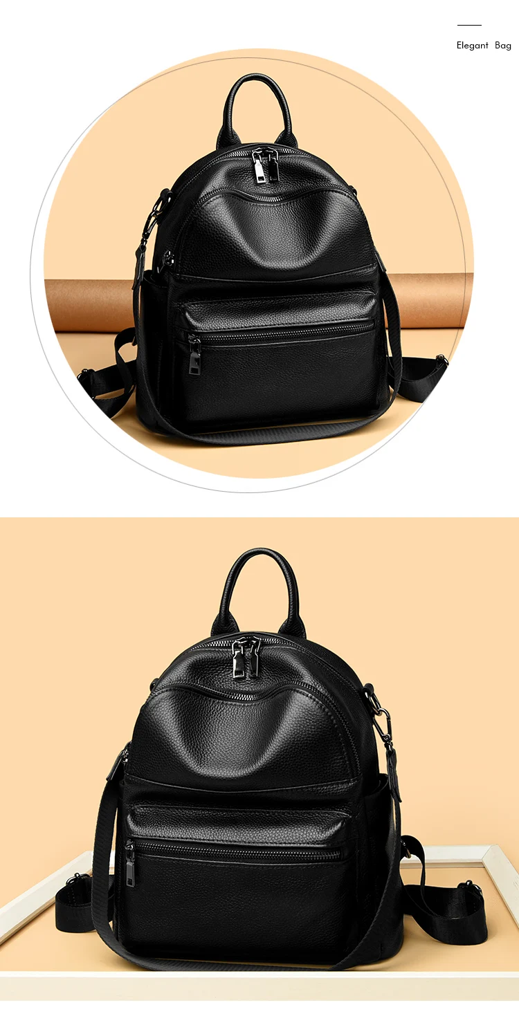 Rucksack aus Rindsleder, schlicht und elegant, vielseitig tragbar, kleine Handtasche für tägliche Arbeitskleidung – Detail 8