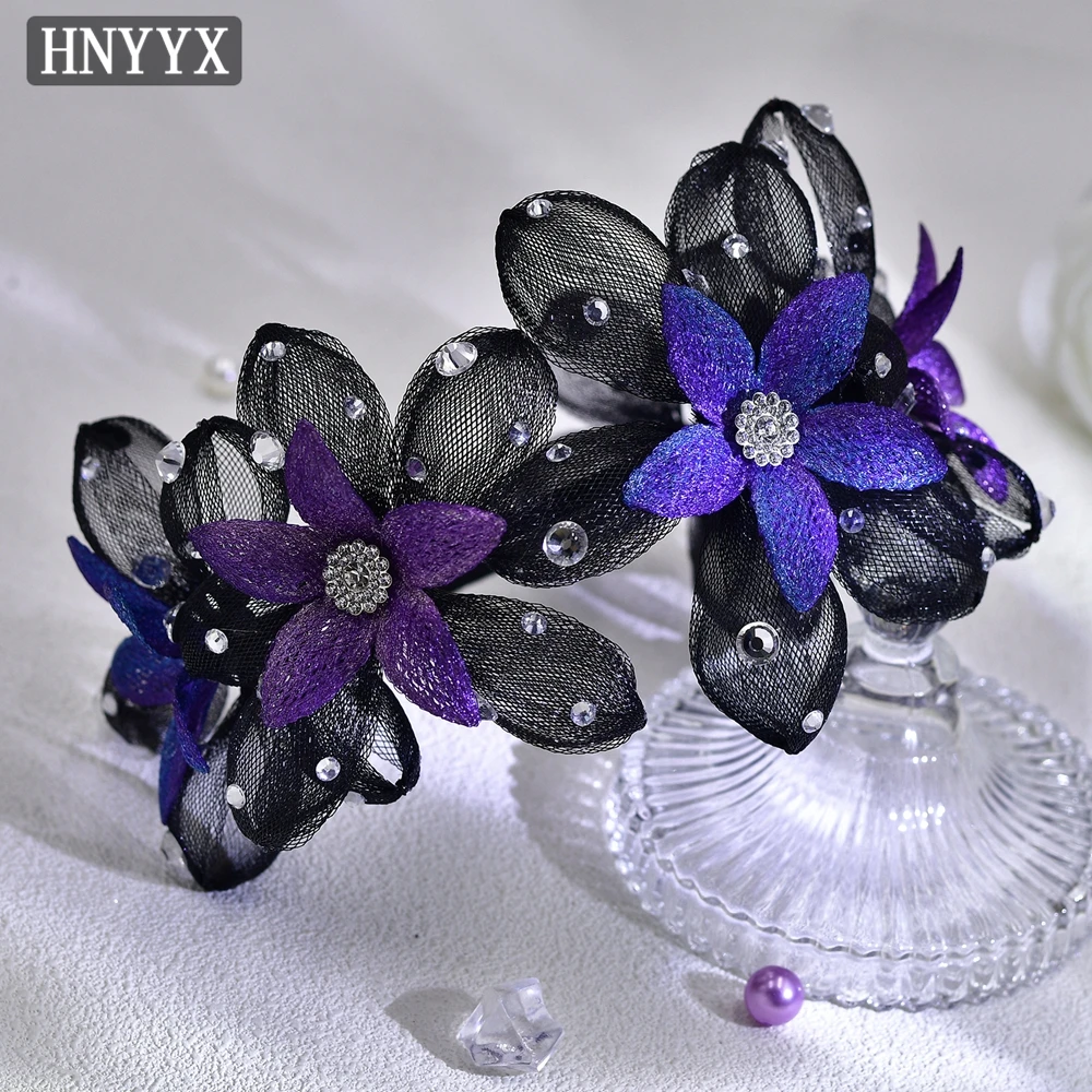 HNYYX Retro Flower Headband European Wedding Hair Accessories for Women Mesh Crystal Bridal Headpiece Jewelry Headwear A207