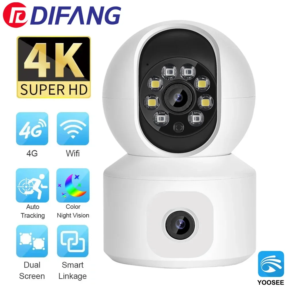 Security Camera Wireless Baby Monitor Video Baby Monitor 4MP WiFi IP Camera 4G Dual Lens Dual Screen Baby Monitor Home Security Camera PTZ Auto Tracking CCTV Video Surveillance Yoosee