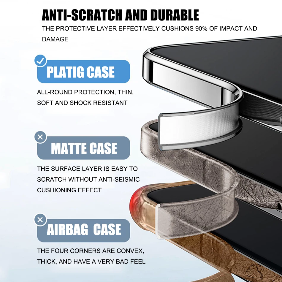 Clear Luxury Plating Bumper Shockproof TPU Phone Case