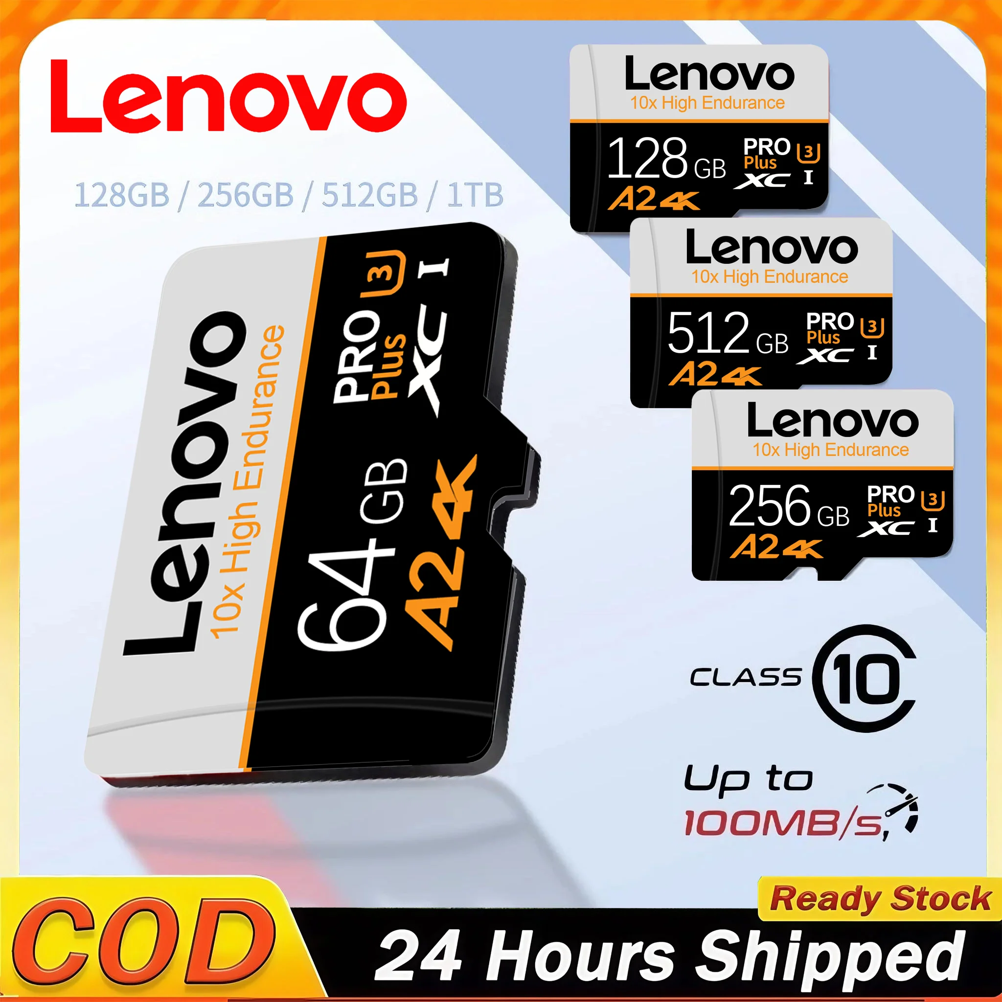 레노버 마이크로 SD 카드 클래스 10 V60 SD 메모리 카드 128GB 256GB..