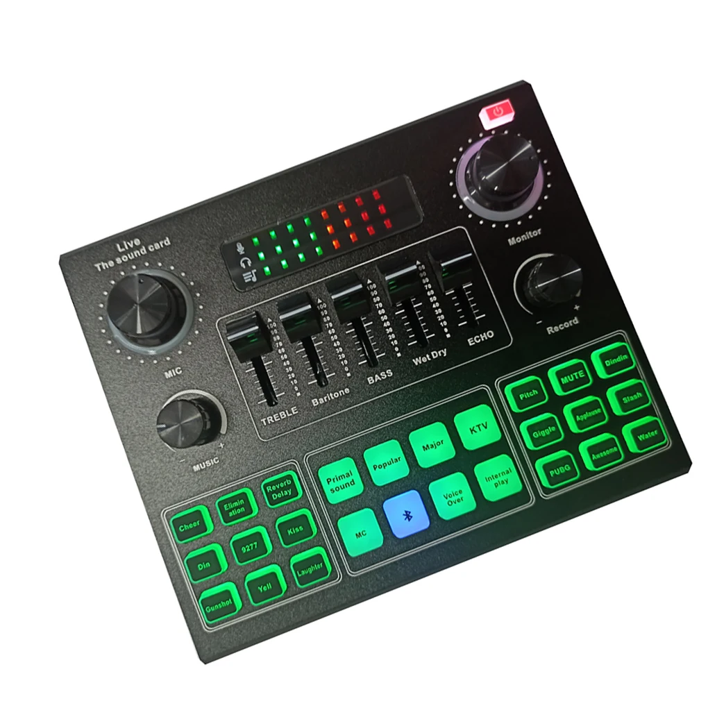 

V9 Sound Card Microphone Live Broadcast Bluetooth-compatible Audio Adapter