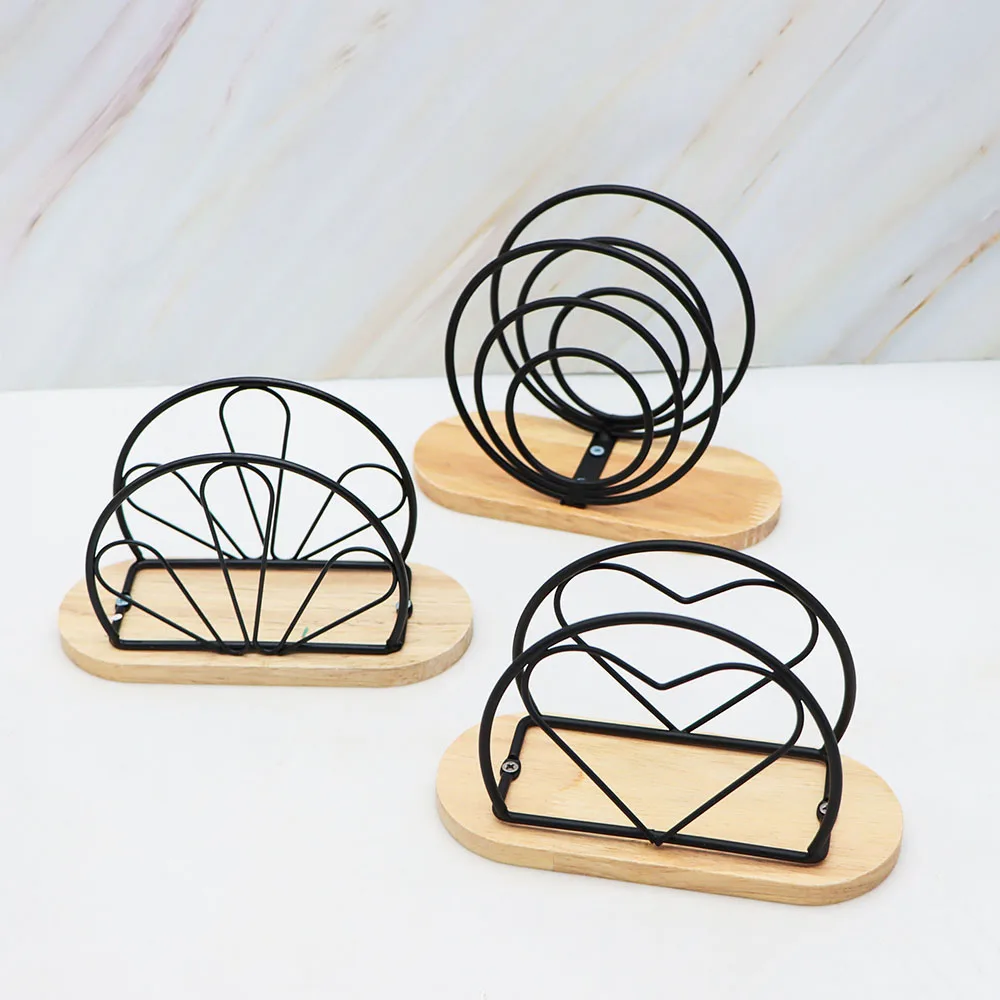 Napkin Holder, Countertop Napkin Organizer, Desktop Paper Dispenser with Wood Base, for Restaurants Cocktail Cookouts Bar Decor 4