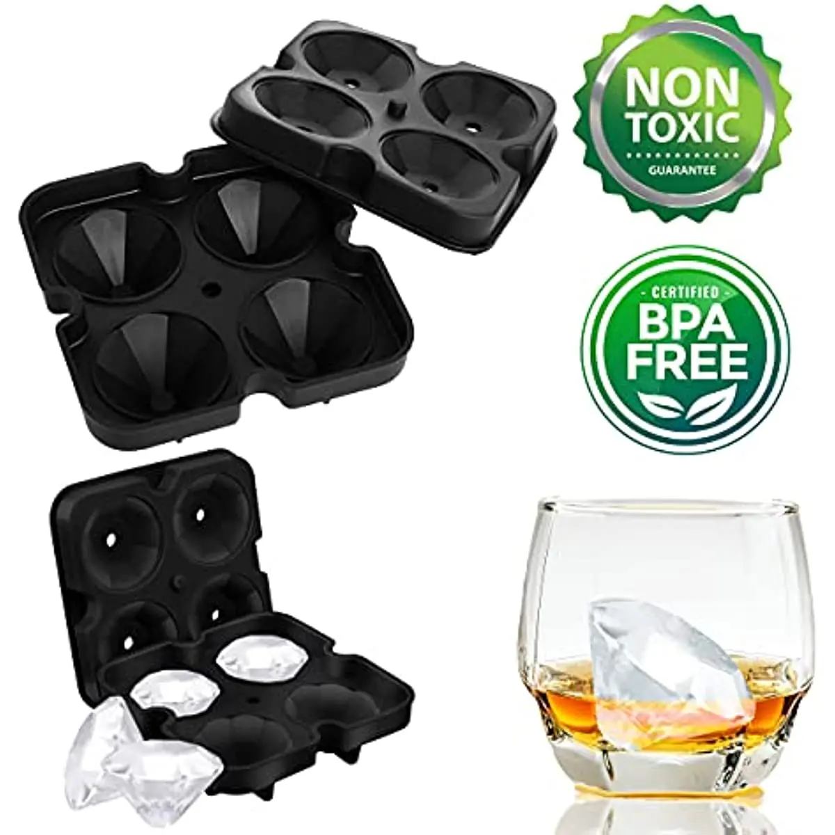 Silicone 3D Ball ,Skull, Diamond-Shaped Ice Mold ,Reusable Ice Cube Mold Ice Cube Trays,Easy Release,For Whiskey, Paty Supplies