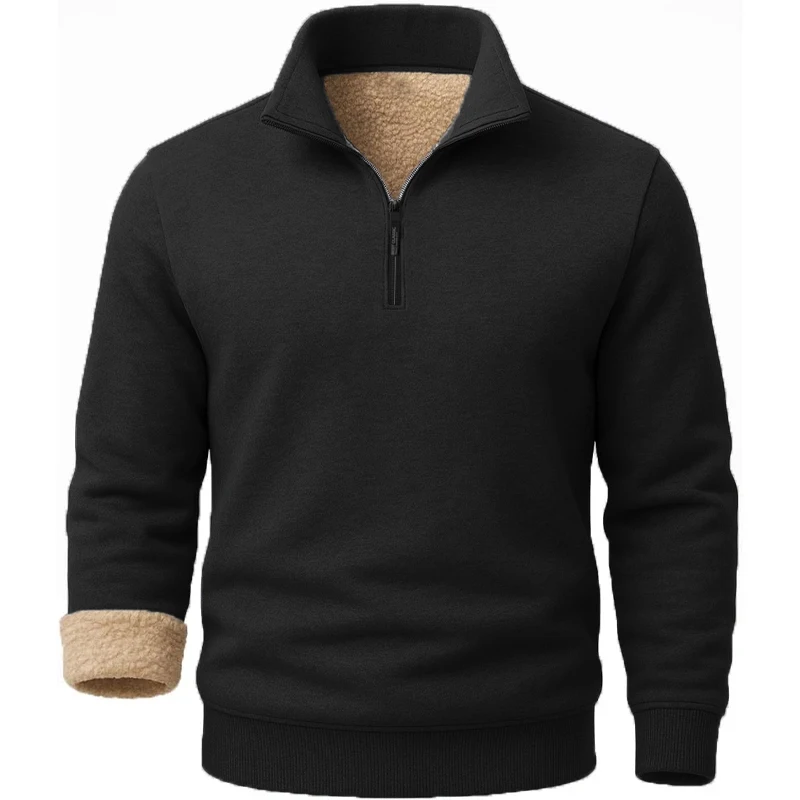 Animal Game Outdoor Men's Fleece Zipper Pullover Sherpa Lined Warm Shirts for Men Zipper Thermal Sweatshirt Windproof Outerwear