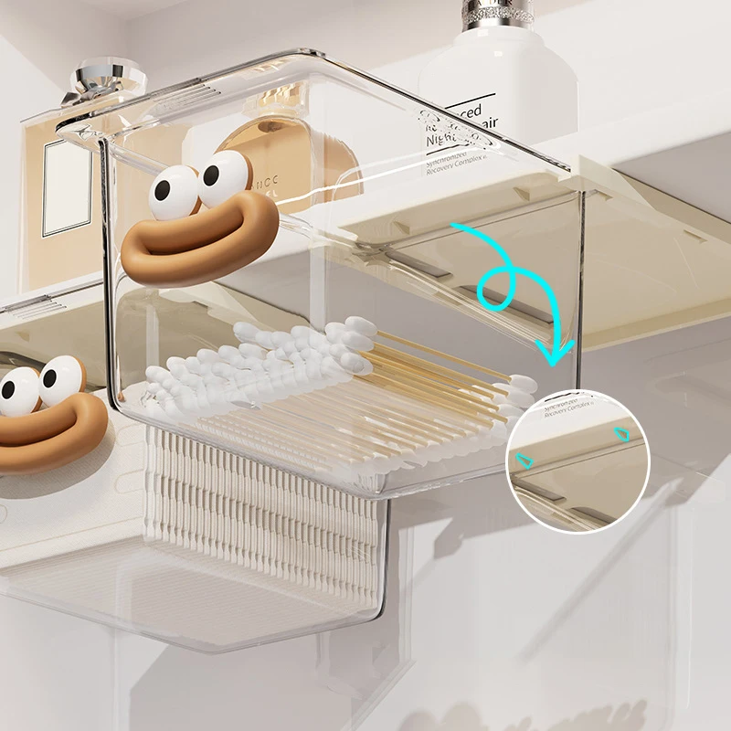 Under Mirror Cabinet Drawer Organizer Transparent Simple Bathroom Cabinet Cotton Swabs Cosmetic Pull Out Shelf Storage Box 5