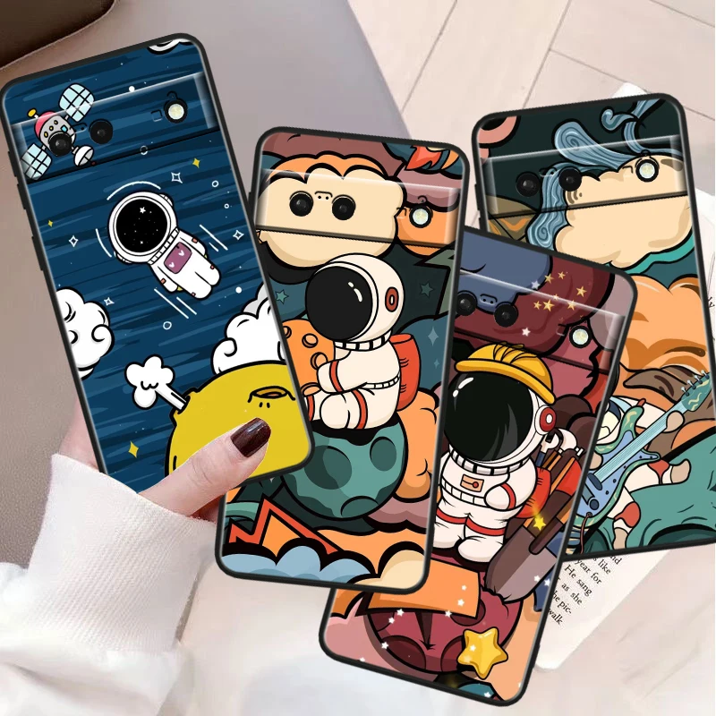 

Star Astronaut Cute Shockproof Cover For Google Pixel 8 7A 6A 5A 5 4 4A XL Pro 5G Black Phone Case Soft Fundas Capa Phone Case