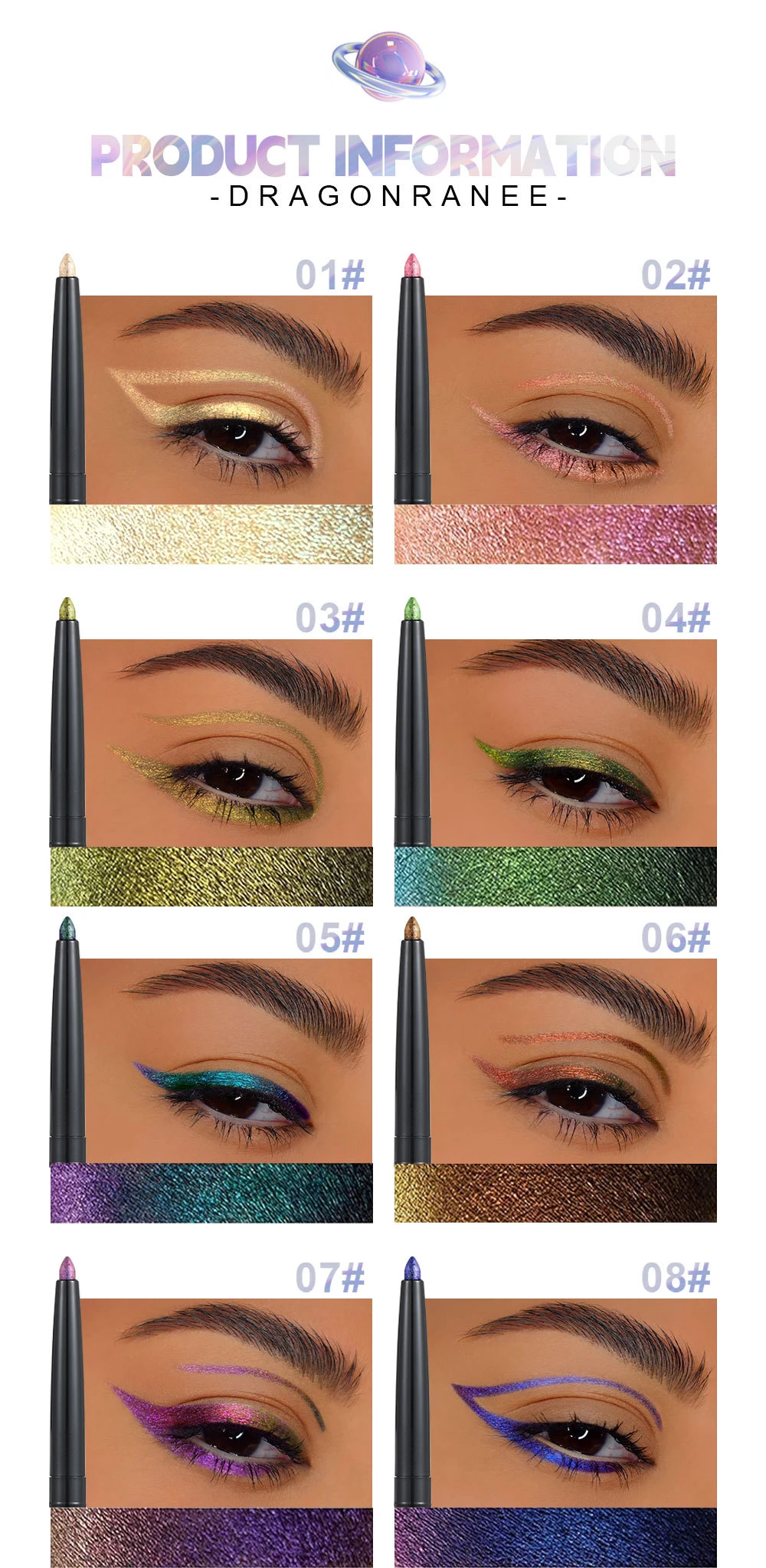 Perlglanz Aurora Eyeliner Stift Wasserfest Metallic Glitzer_voghion.com