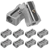 10PCS Dual Pencil Sharpener Pocket Aluminium Alloy Metal 1-Hole Steel Rectangular Small Sharpeners (Silver) 1