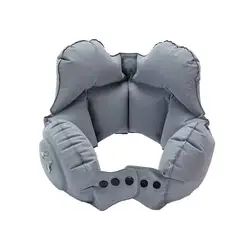 Compact Inflatable U - Shaped Travel Neck Pillow for Comfortable, Tilt - Free Rest (Gray)