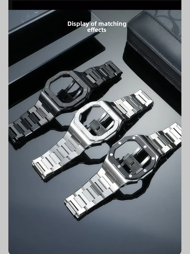 【完売品】DECi Glass Case + Mobile Strapセット Stainless Steel Mod Kit Case Strap f G-SHOCK 5600 5610 Series