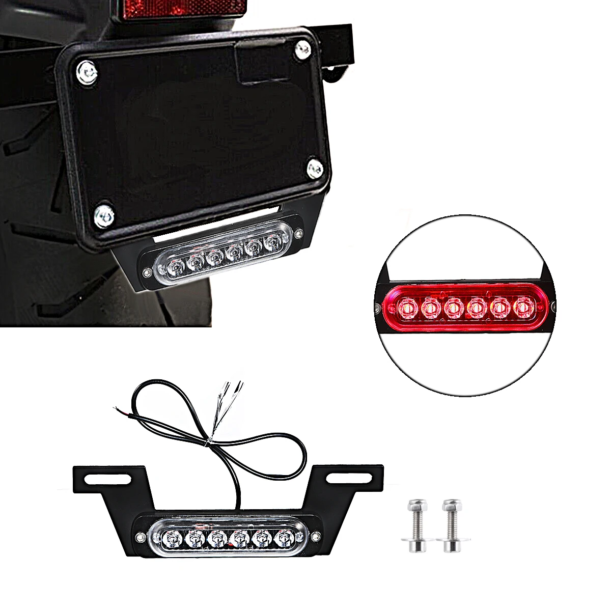 UniversalMotorcycleRearLEDB6LicensePlateBrakeAuxiliaryLight