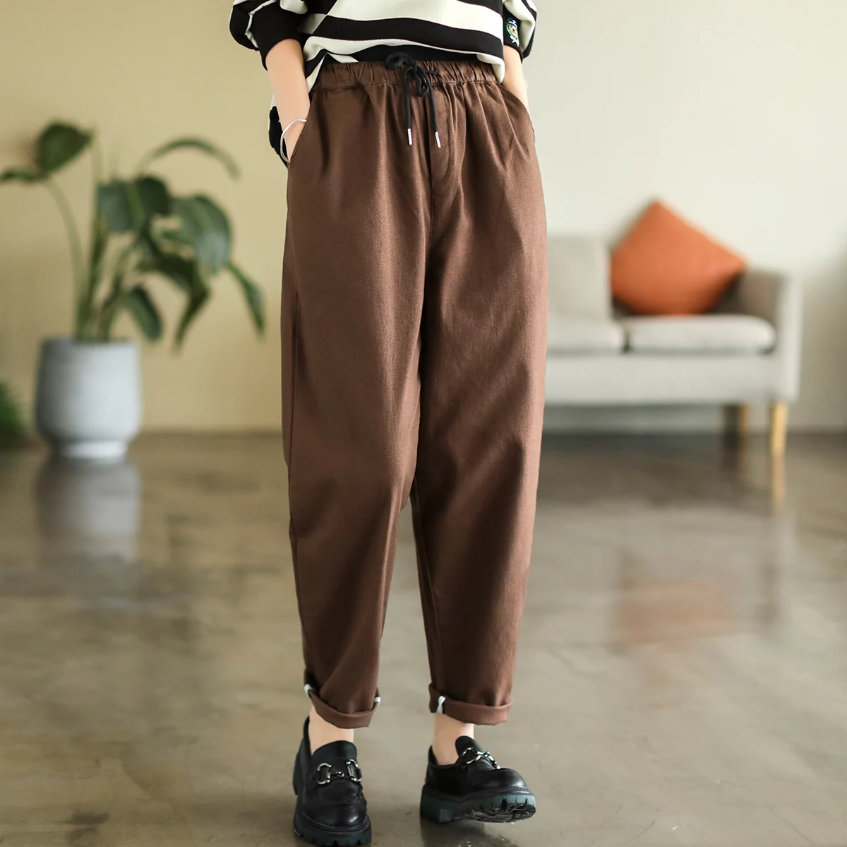 High Waist Casual Pants 2022 New Arrival Cotton Women Allmatch Autumn