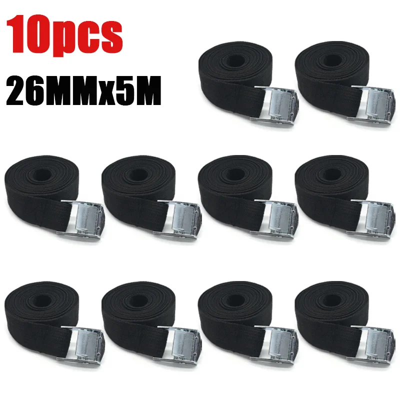 5M Cargo Straps With Buckle Tie-Down Belt for Motorcycle Car Bicycle Metal Tow Rope Strong Ratchet Fixing Belt for Luggage Bag
