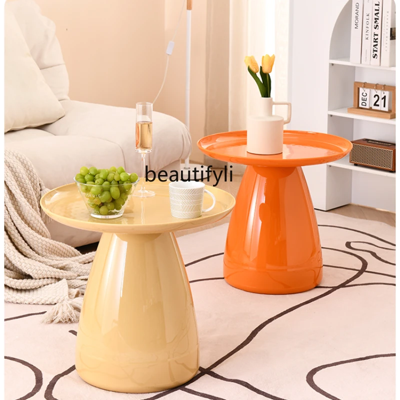 

yj Nordic Modern Minimalist round Tea Table Sofa Side Table Creative Living Room Small round Table Corner Table