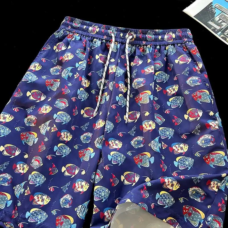 Fashion Beach Shorts for Men Summer Breathable Men Short Basketball Running Baggy Print Short Pants Track Shorts
