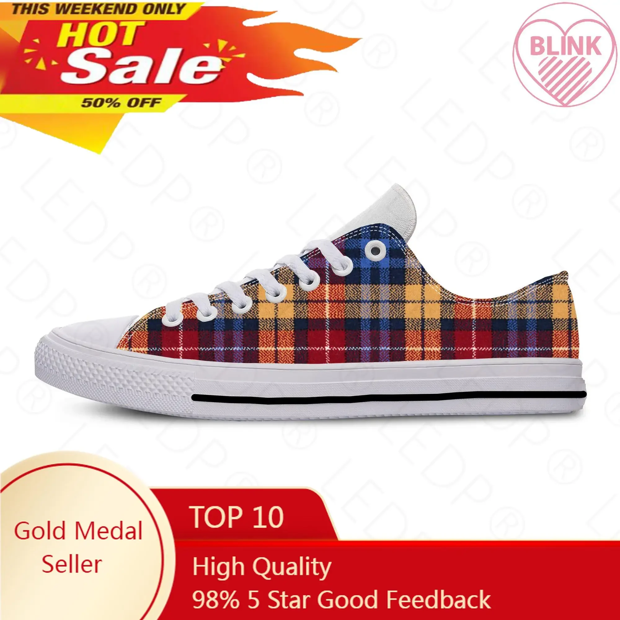 

Scottish Clan Buchanan Tartan Plaid Fashion Funny Casual Cloth Shoes Low Top Breathable Lightweight 3D Print Men Women Sneakers
