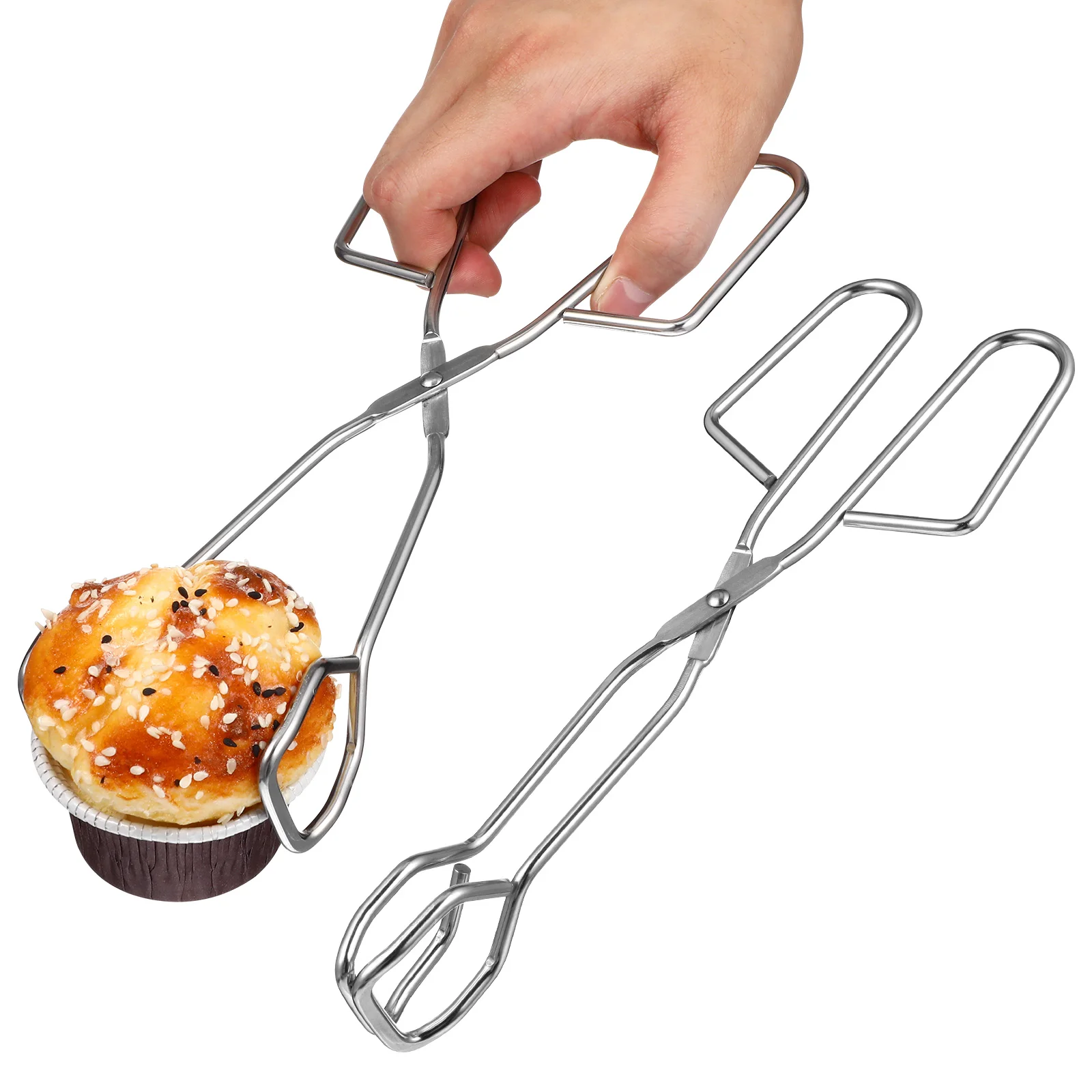 

Shears Heavy Duty Stainless Steel Food Clip BBQ Grill Steak Food Tongs Non- Handle Bread Tong For Picnic Barbecue