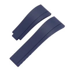 Premium Waterproof Silicone Rubber Watch Strap, Dust-Resistant Wristband Bracelet, 20mm/21mm for 21mm (Blue without clasp)