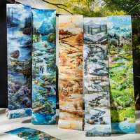 6 Rolls - 8Cm×200Cm/Landscape Washi Tape Set - Non-Waterproof, Non-Die-Cut, Made of Washi Material - Suitable for Creative Collage Materials, Diary Greeting Cards, Cup Photo Frame Decoration Tape, Gift 1