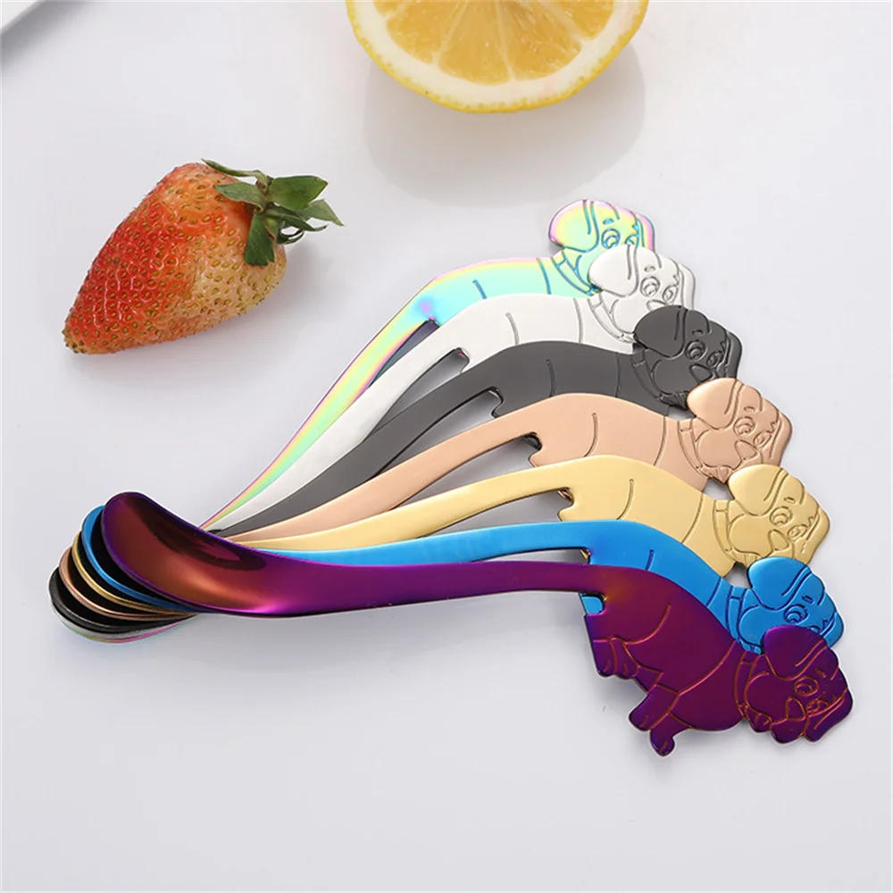 1~4PCS Creative Dog Spoon Exquisite Appearance Long Handle Tableware Cute Dog Shape For Home Kitchen Office Bar Party