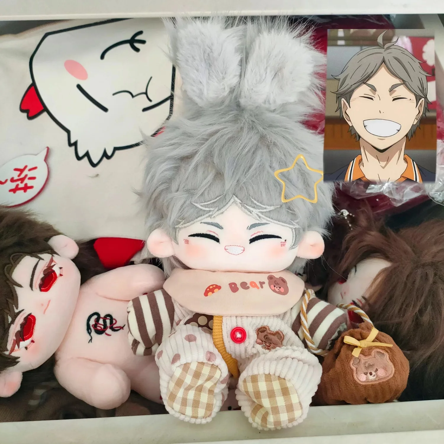 

Anime Haikyuu!! sugawara koushi Cosplay Plush Stuffed Doll Body Dress UP Cotton Handsome Plushie Pillow 20cm Mascot Xmas Gift