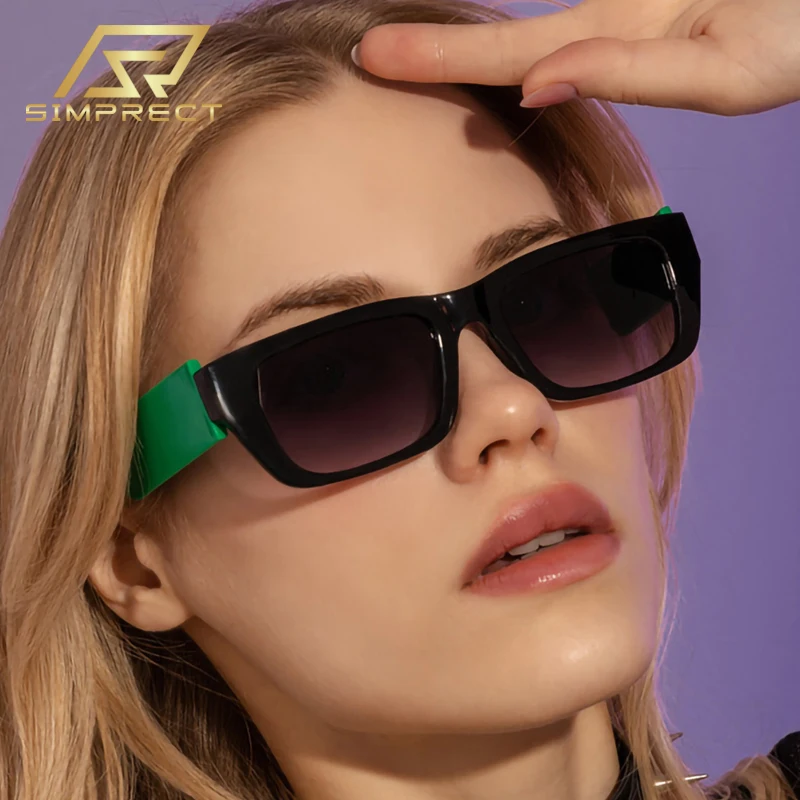 

SIMPRECT Fashion Rectangle Sunglasses For Women 2023 Luxury Brand Designer Vintage Square Sun Glasses UV400 Qulaity zonnebril