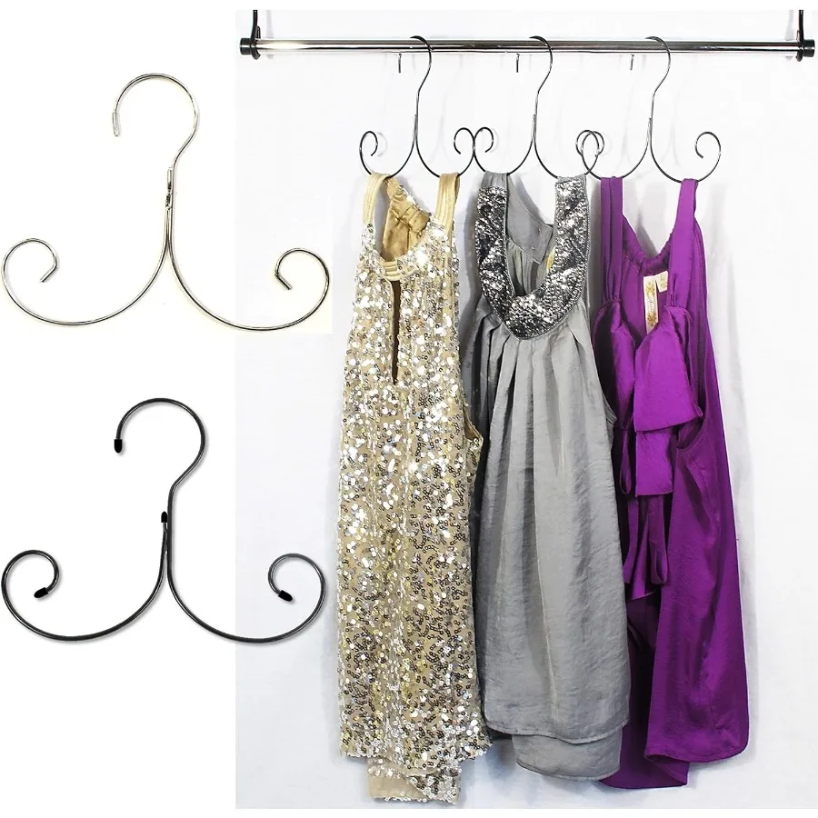 NonSlip Cascading Hanger for Tank Tops Sports Bra Yoga Tops Lingerie Swimsuits Chrome Set of 10 Ideal for Organizing and Displa