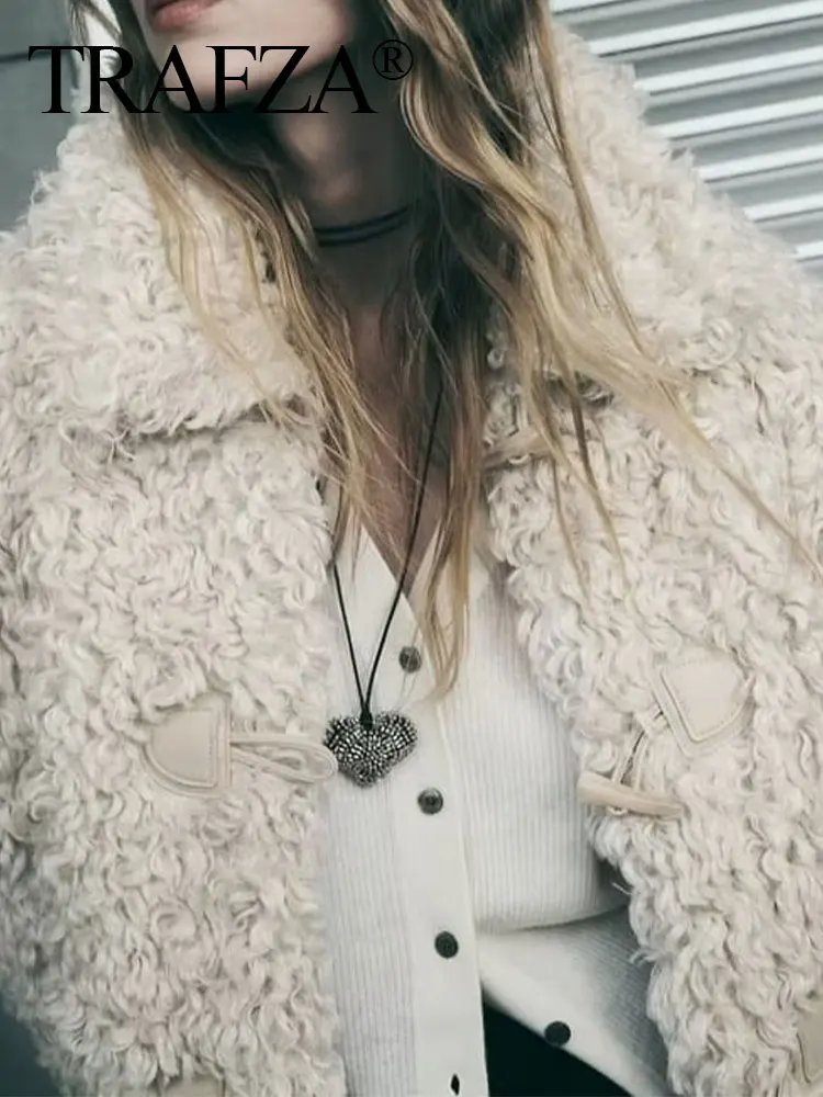 

Женская зимняя куртка TRAFZA, однотонная свободная однобортная укороченная куртка из бархата, женское винтажное пальто, 2023