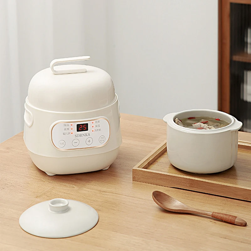 

Ceramics Electric Stew Pot 1L Multifunctional Electric Pot 24H Reservation Slow Cooker Porridge Soup Automatic Keeping Warm
