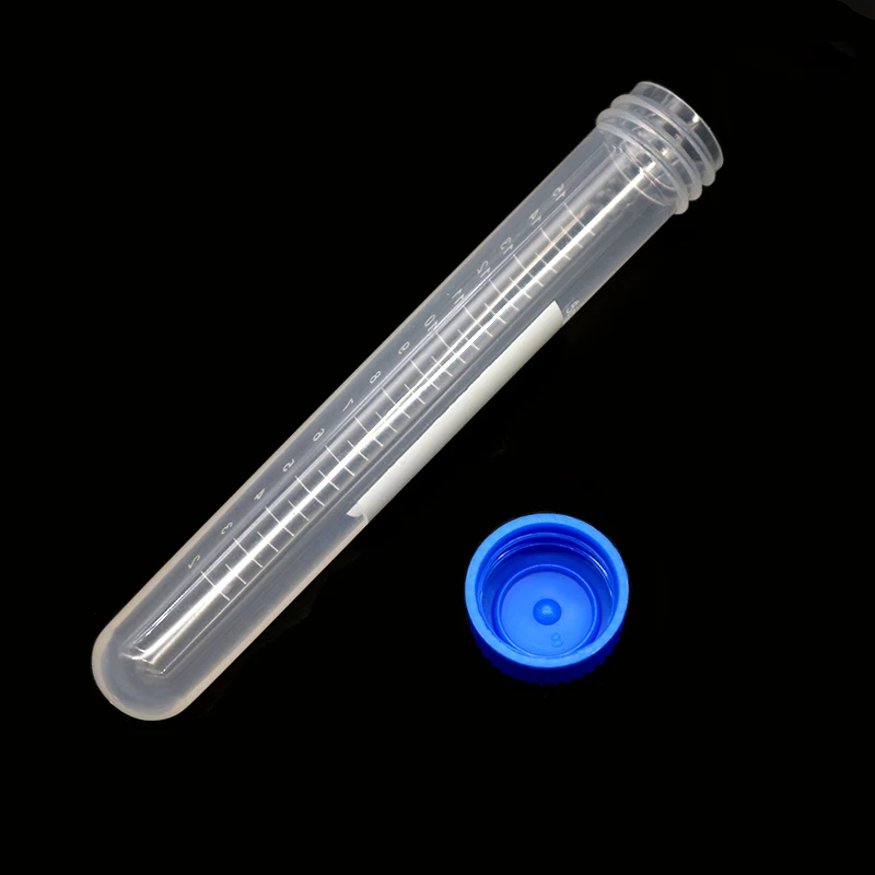 10 Pieces 15ML Plastic Scale Spiral Blue Lid Round Bottom Centrifuge Tube Container Science Laboratory Analysis Test Tube