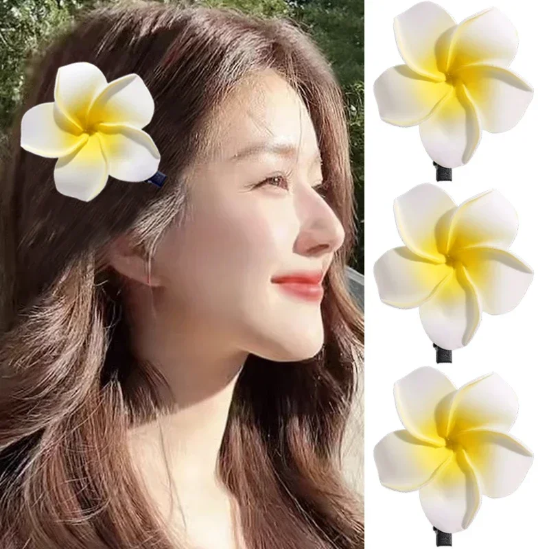 Plumeria Flower Hair Clips For Women Hairpins Girls Side Bangs