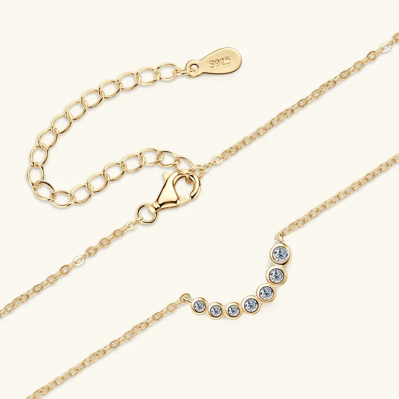 Collares Mujer 925 Sterling Silver Clavicle Necklace For Women Exquisited 7 Stones Moissanite Pendant Necklaces Jewelry 4