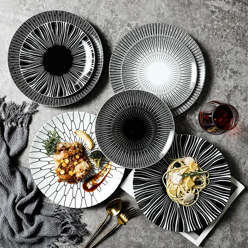 

dinner plates Western-style ceramic western dish Pan steak Spaghetti plate Household tableware plate dinner plates 2022