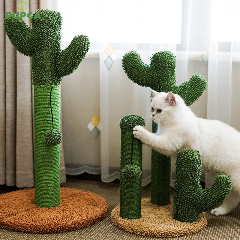 

Cute Cactus Pet Cat Tree Toy with Ball Scratching Post for Cat Kitten Climbing Mushroom Condo Protecting Furniture Fast Delivery