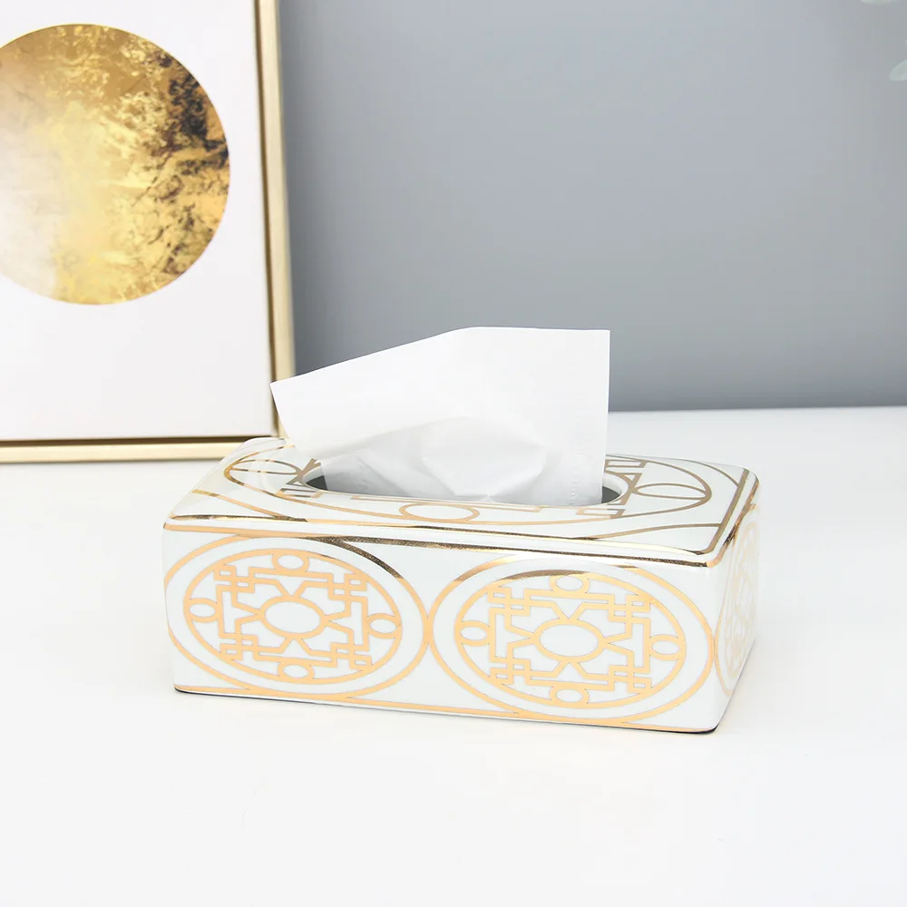 Gold Grain Ceramic Cylinder Tank Airtight Storage Jar General Jar Vase Tissue Box Ceramic Handicraft Ornaments Vintage Bottle 3