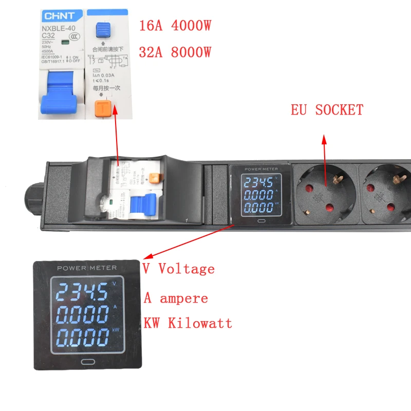 medidor de energia rack amperimetro digital 16 a 32a 03