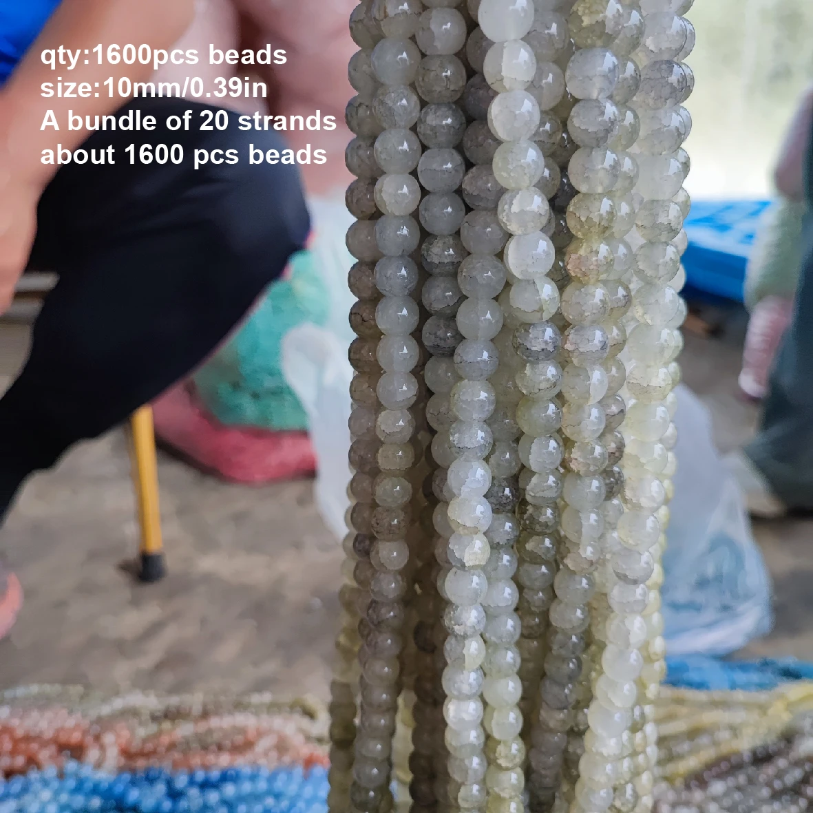 1600개 모조 옥 유리 구슬 - 수채염색 공정, 변색 방지, 대량 DIY 팔찌 재료, 쥬얼리 제작용